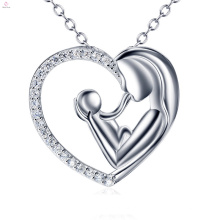 Herz Muttertag Mutter und Kind Anhänger S925 Sterling Silber Halskette Schmuck